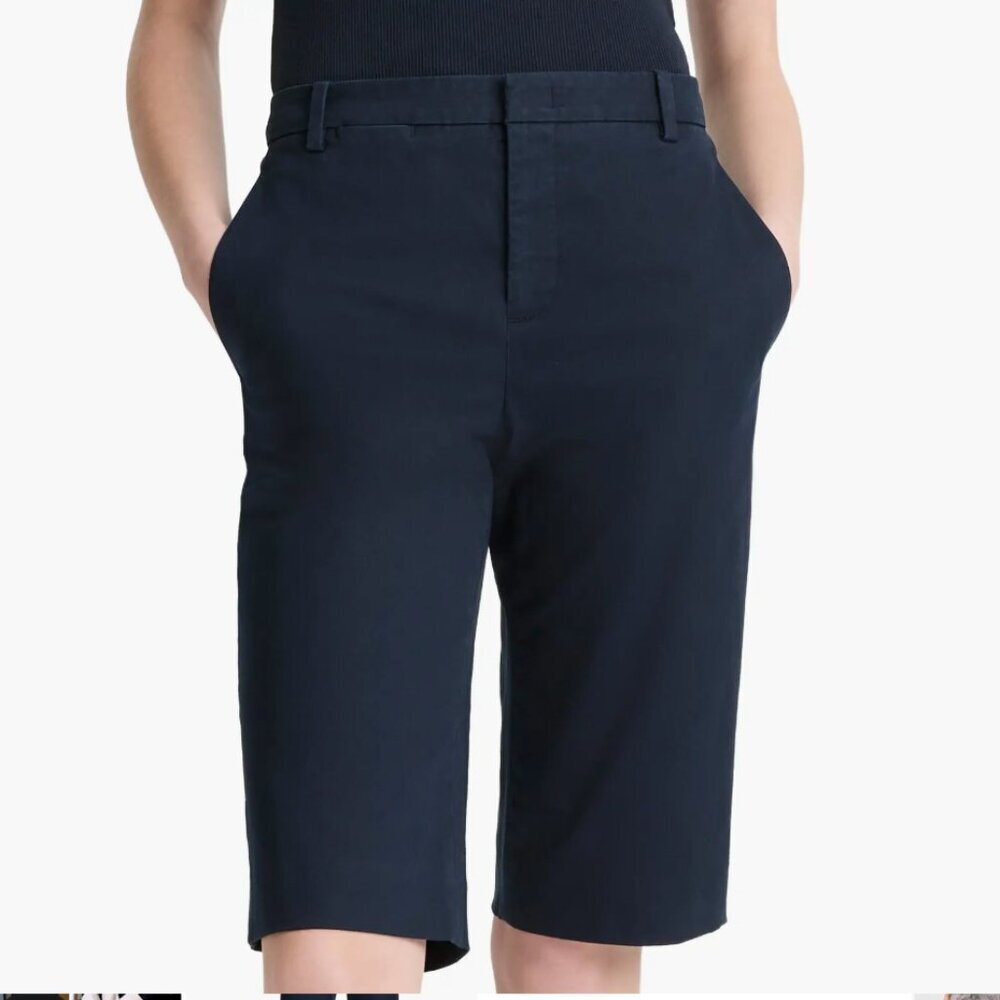Vince Stretch Cotton Bermuda Chino Shorts – Coast Navy, Size 0, NWT
